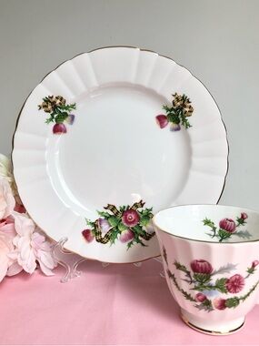 Vintage Royal Grafton Scottish Thistle Tartan Plate & Tea Cup